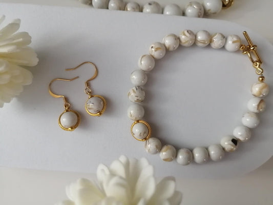 Set Soleil bracelet et boucles d'oreilles magnésite