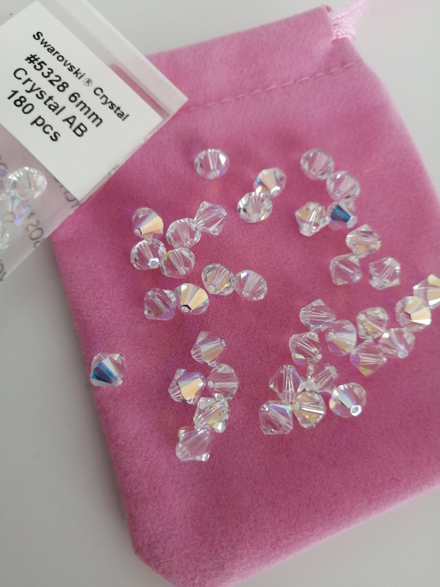 Armband gemaakt van 8mm parels en 6mm Swarovski kristallen