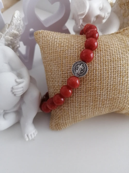 Bracelet Jade Rouge croix