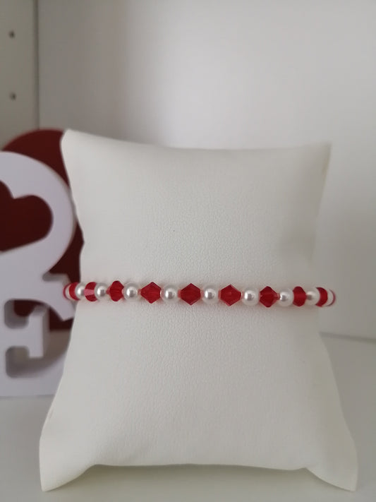 Bracelet réglable en perles et cristaux Swarovski