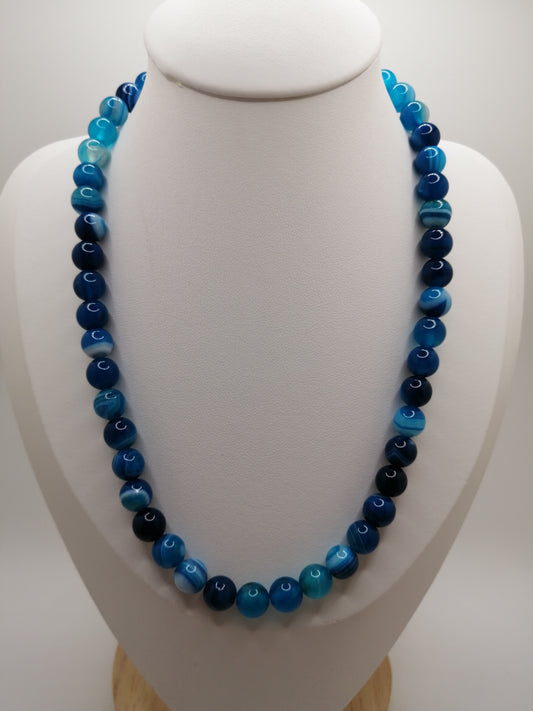 Collier Agate bleue royal 8mm