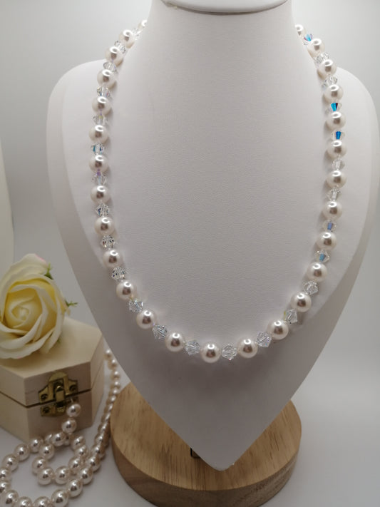Collier de perles et cristaux Swarovski 8mm & 6mm