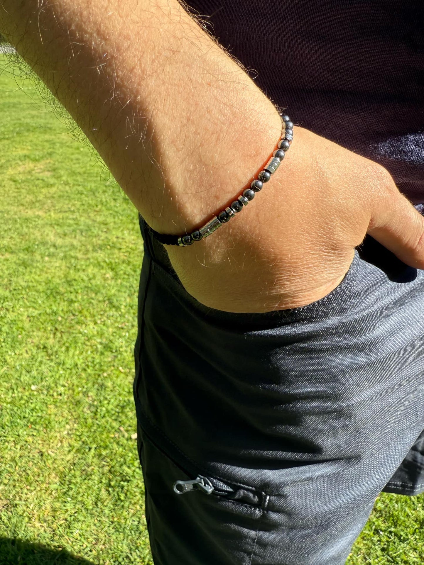 Hematiet armband met "Ik hou van jou"