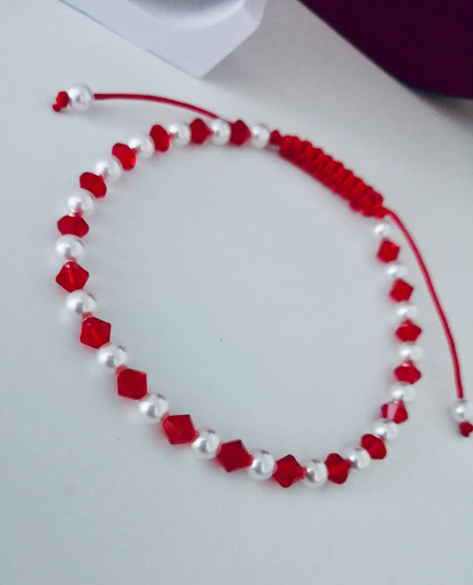 Bracelet réglable en perles et cristaux Swarovski
