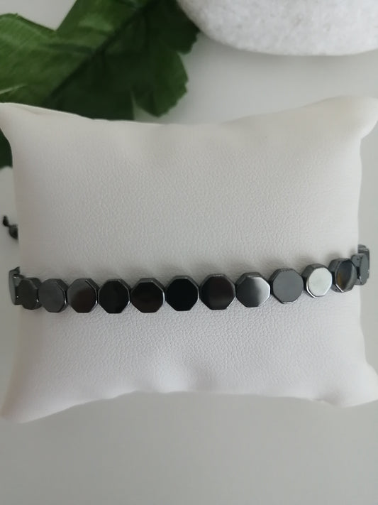 Bracelet Hématite hexagone