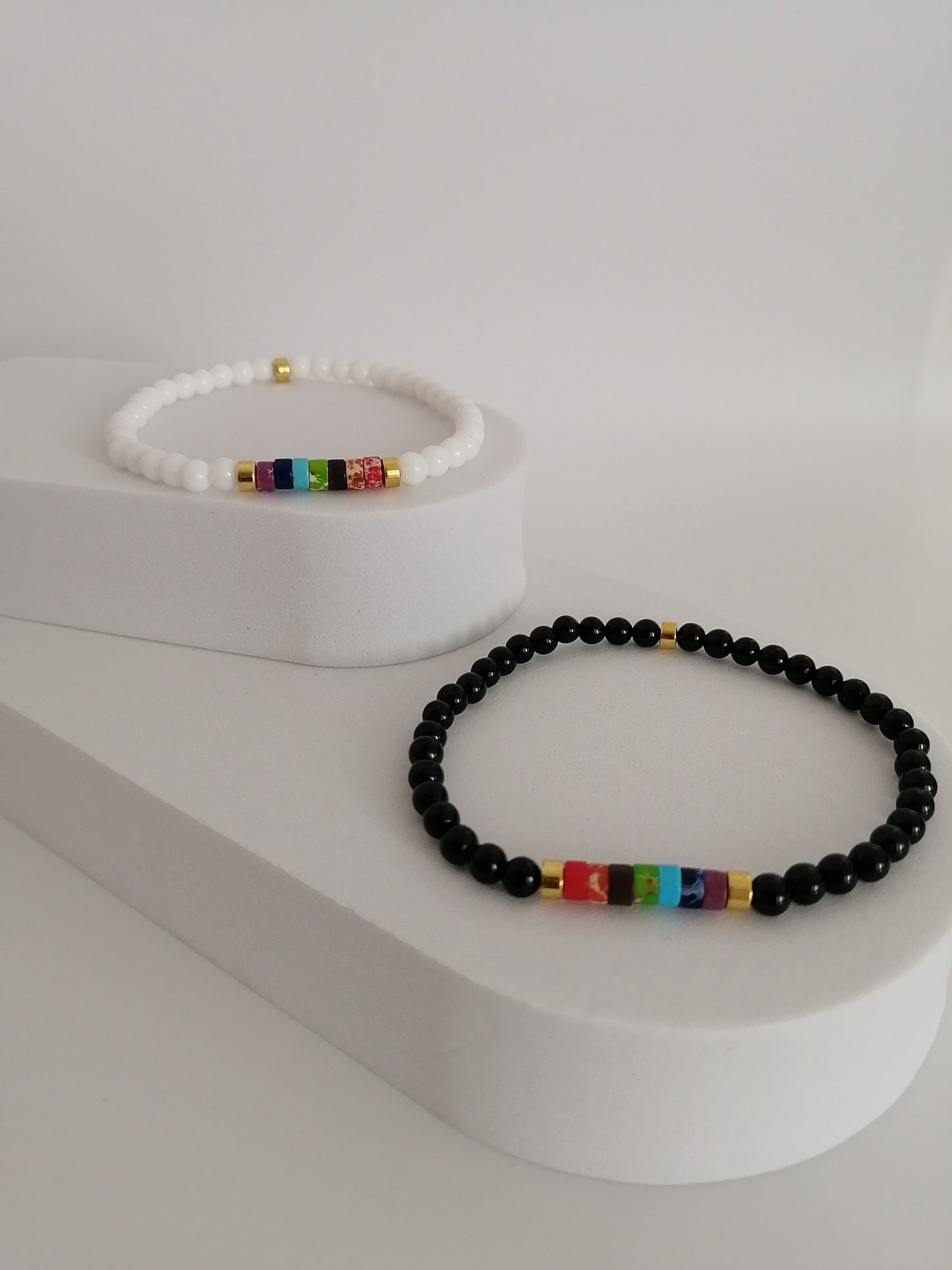 Regenboog zwarte agaat armband