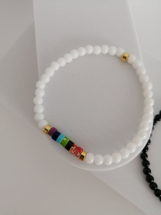 Rainbow White Jade Bracelet