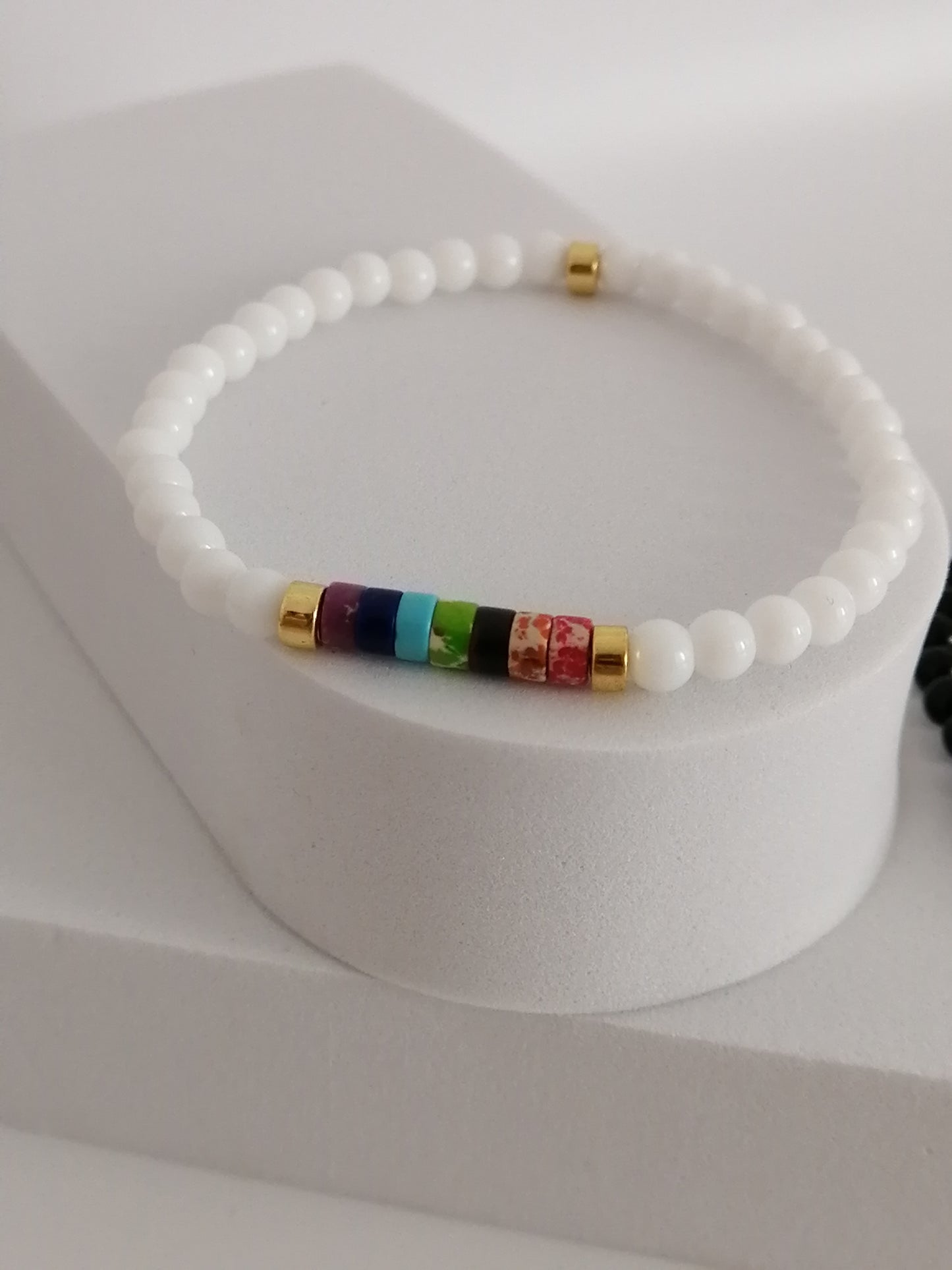 Rainbow White Jade Bracelet