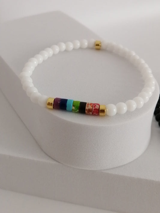 Rainbow White Jade Bracelet