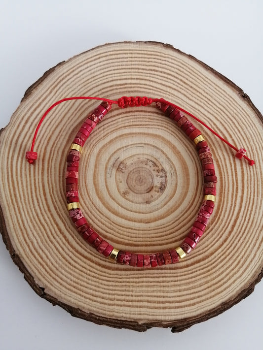 Bracelet réglable Jaspe Rouge