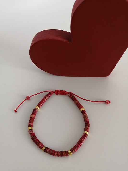 Bracelet réglable Jaspe Rouge