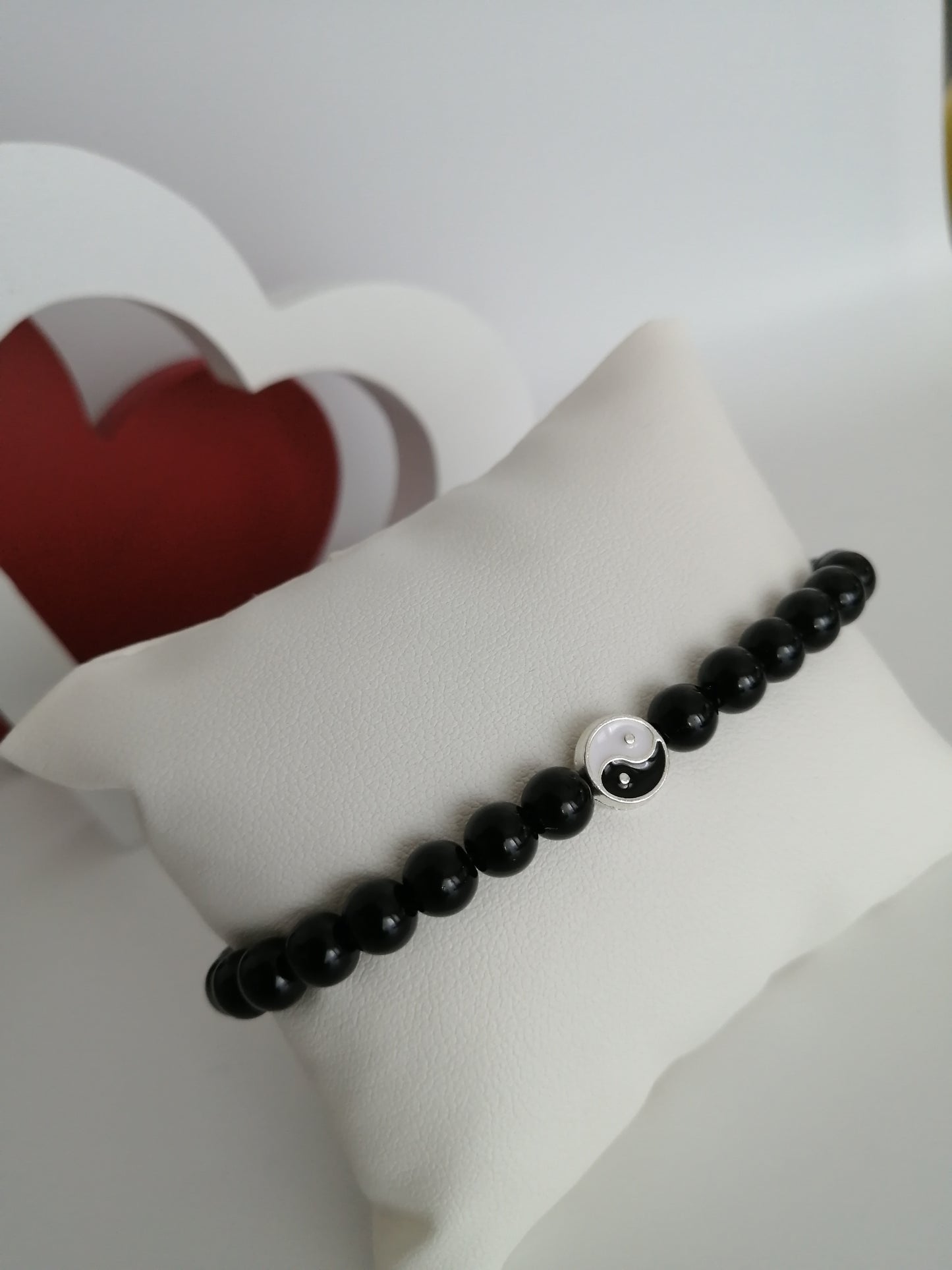 Black Agate Bracelet with Yin Yang Accessory