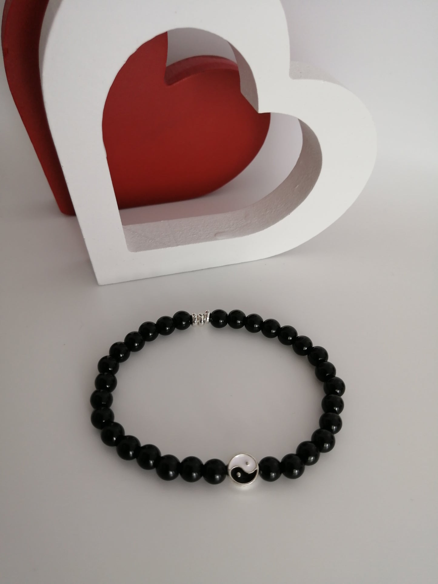 Black Agate Bracelet with Yin Yang Accessory