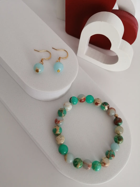 Bracelet élastique Jaspe Impérial turquoise 8mm