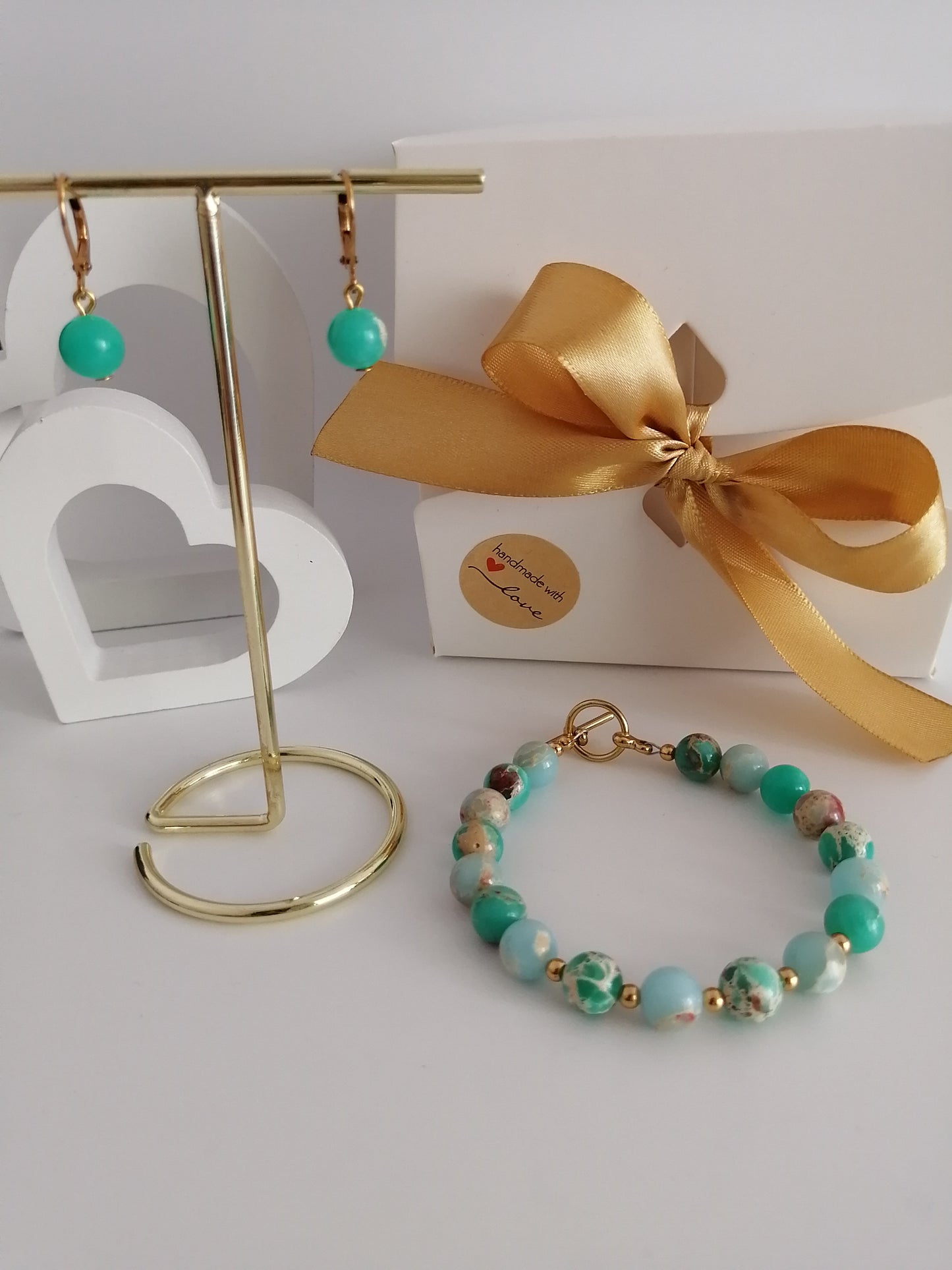 B&amp;B-set in 8 mm turquoise imperial jaspis