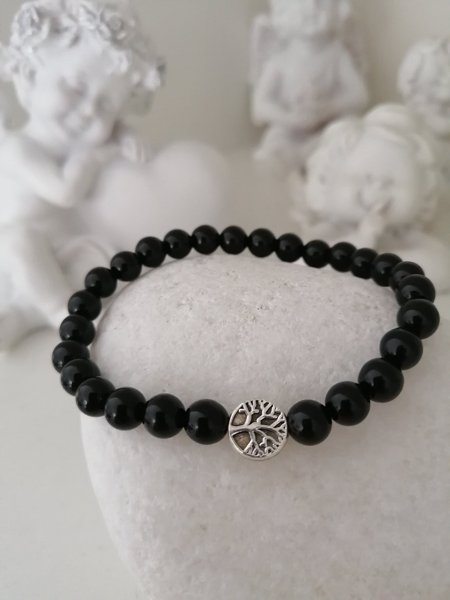 Zwarte agaat armband met boom des levens accessoire