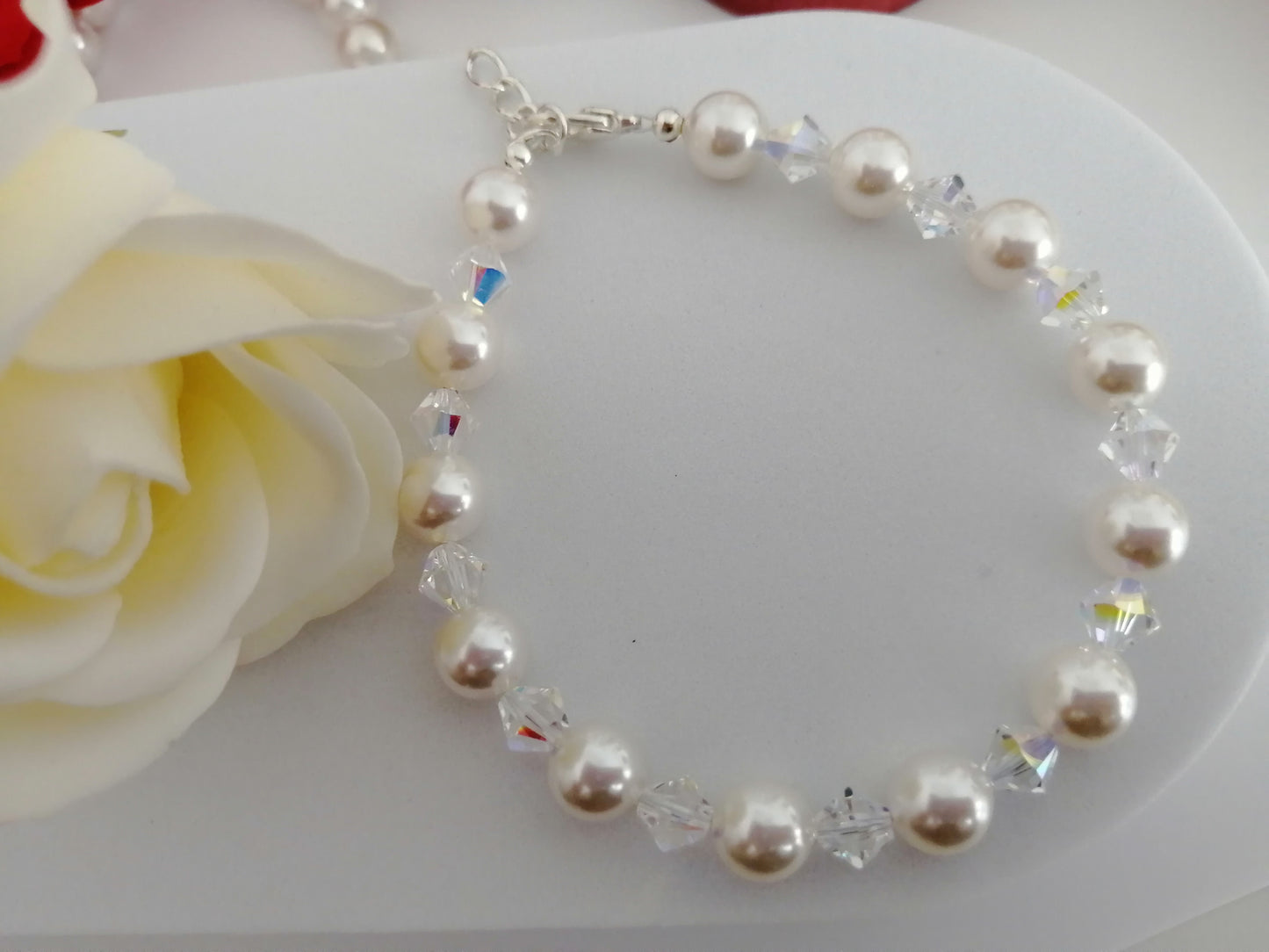 Bracelet en perles 8mm et cristaux Swarovski 6mm