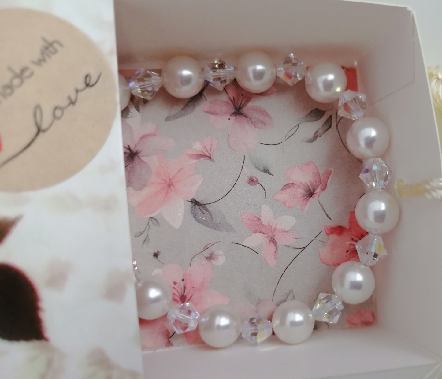 Bracelet en perles 8mm et cristaux Swarovski 6mm