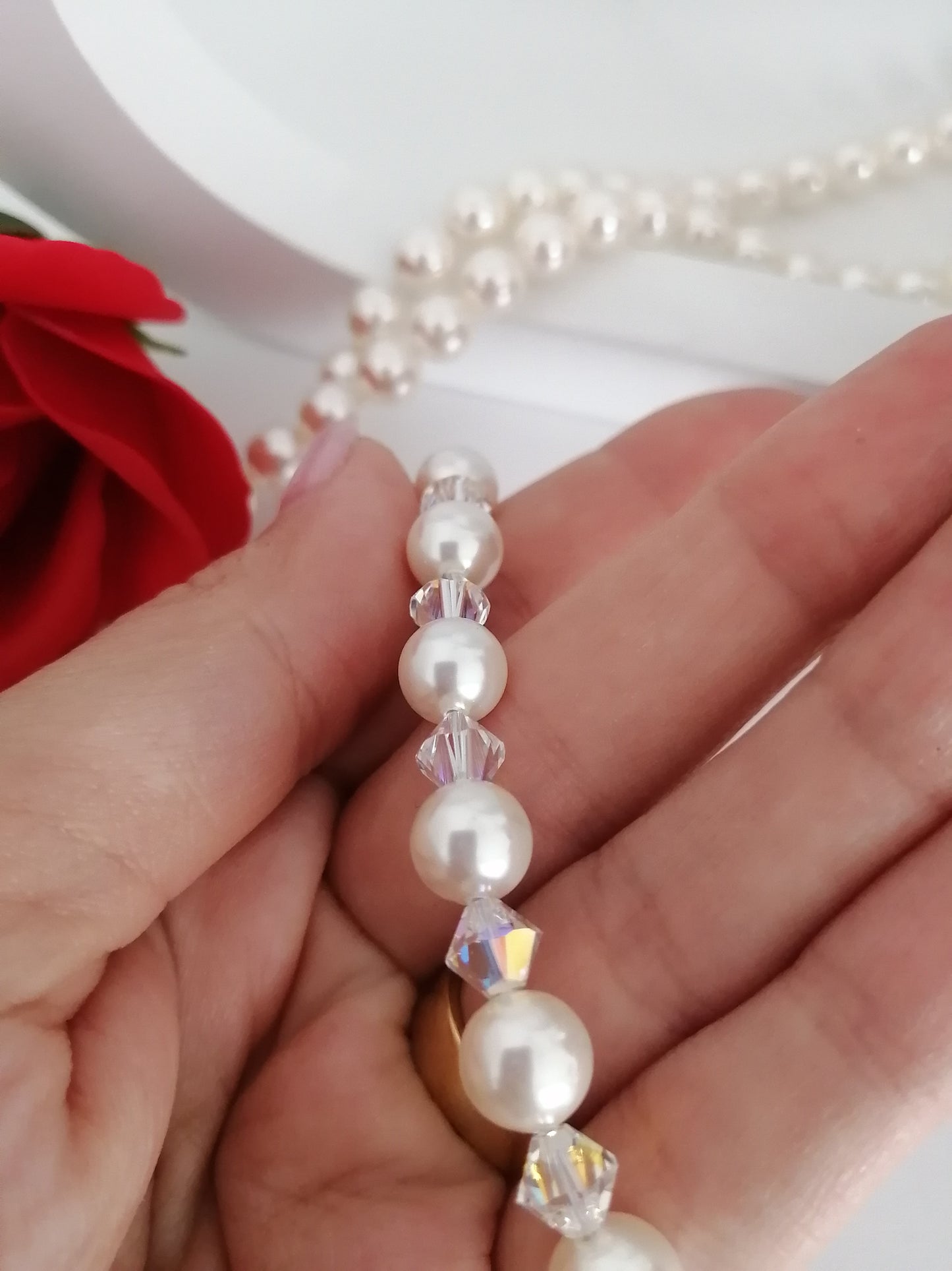 Bracelet en perles 8mm et cristaux Swarovski 6mm