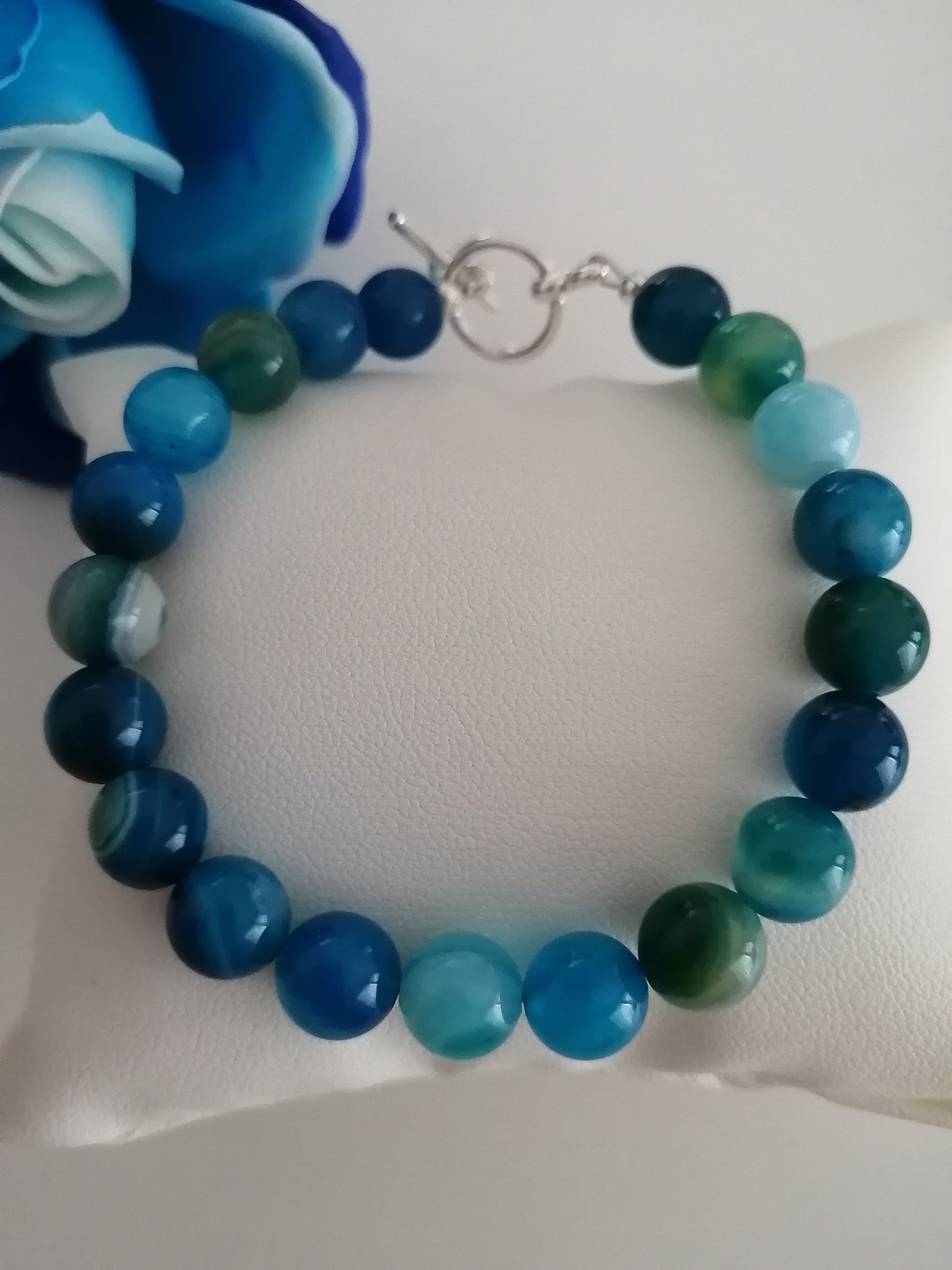 Bracelet Agate bleue royal 8mm