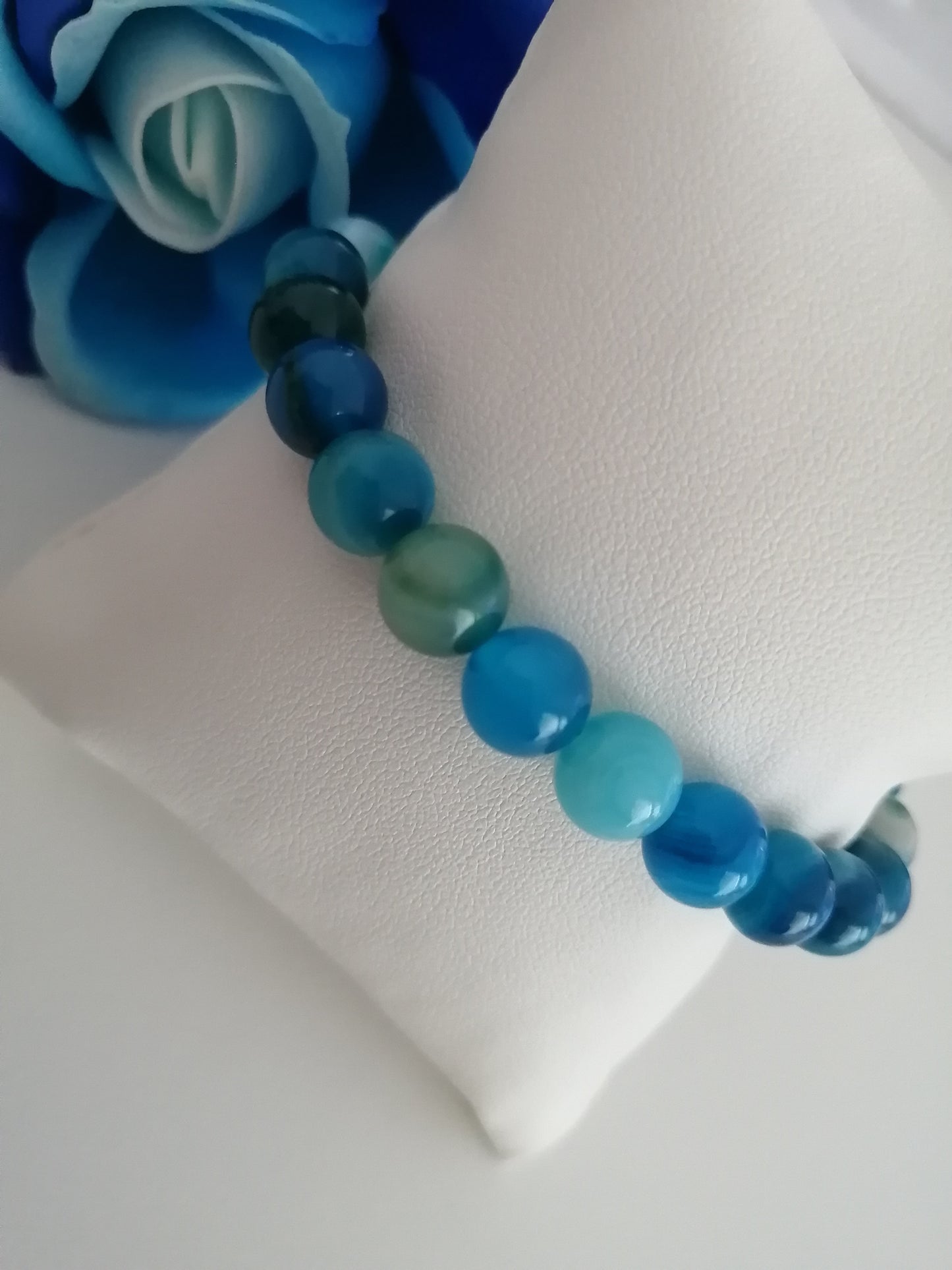 Bracelet Agate bleue royal 8mm