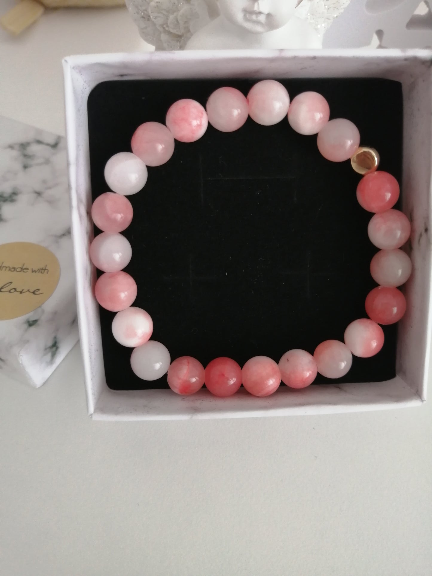 8mm Pink Jade Bracelet