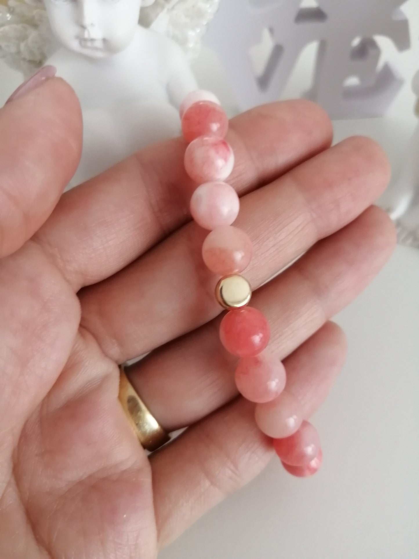 8mm Pink Jade Bracelet
