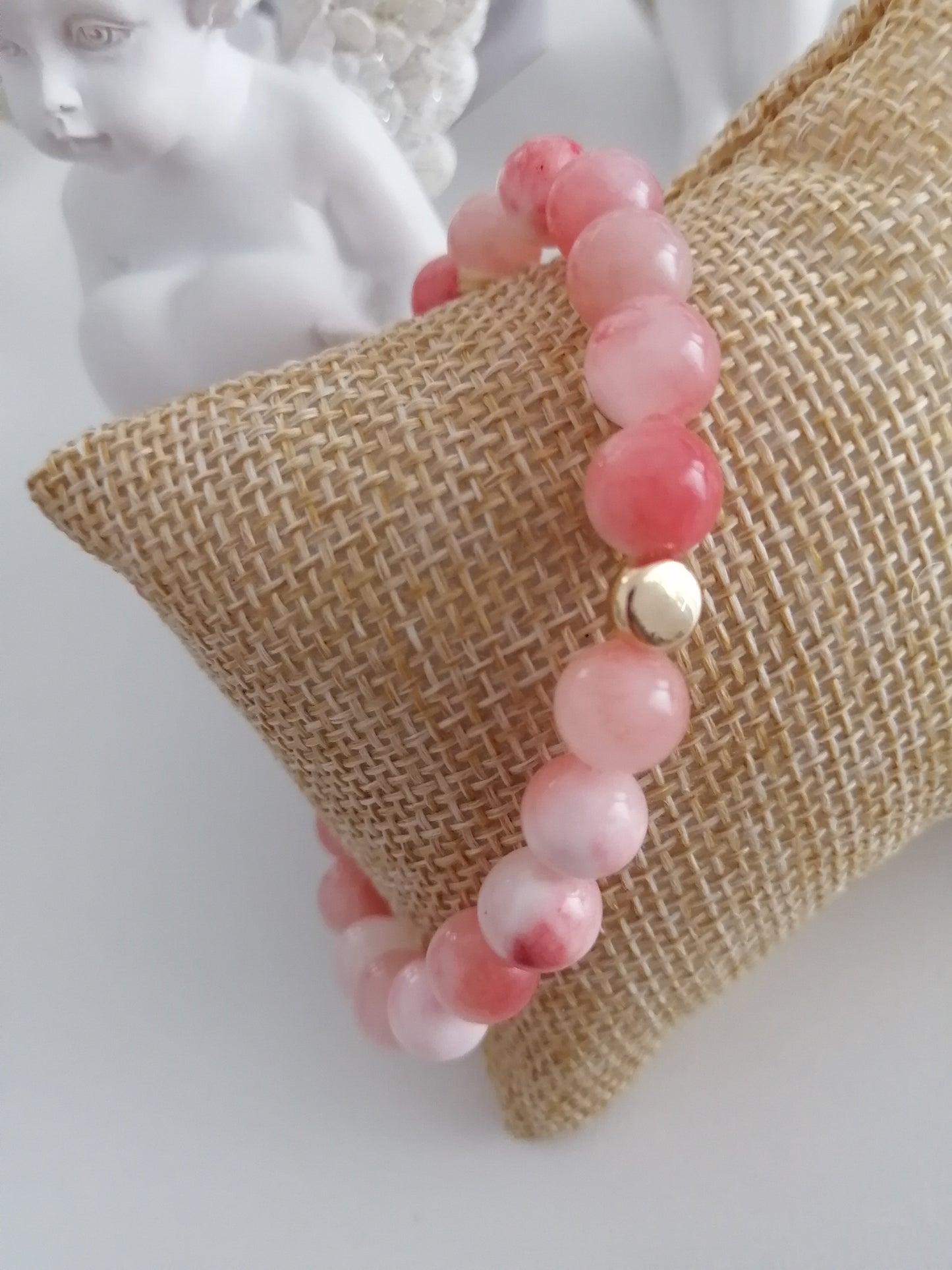 8mm Pink Jade Bracelet