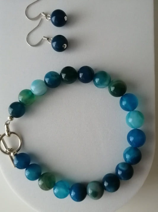 Set B&B Agate bleue royal 8mm