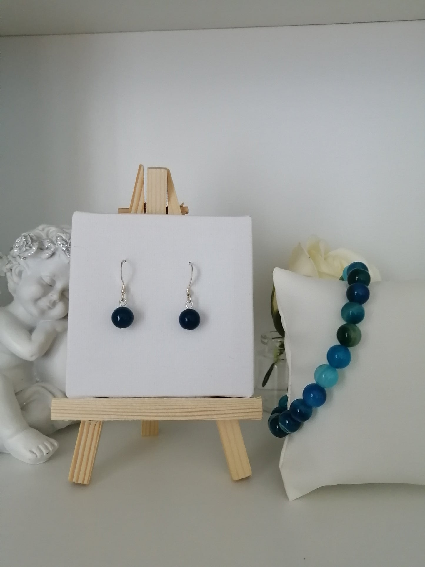 Set B&B Agate bleue royal 8mm