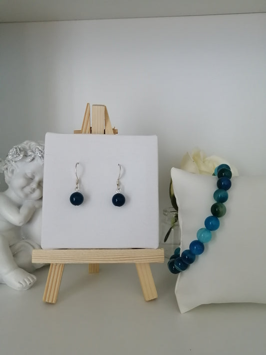 Set B&B Agate bleue royal 8mm