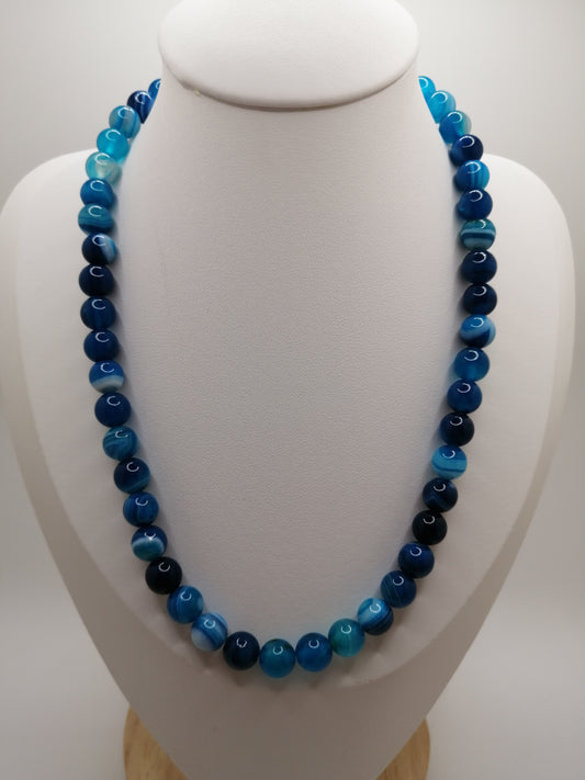 Collier Agate bleue royal 8mm