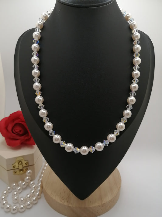 Collier de perles et cristaux Swarovski 8mm & 6mm