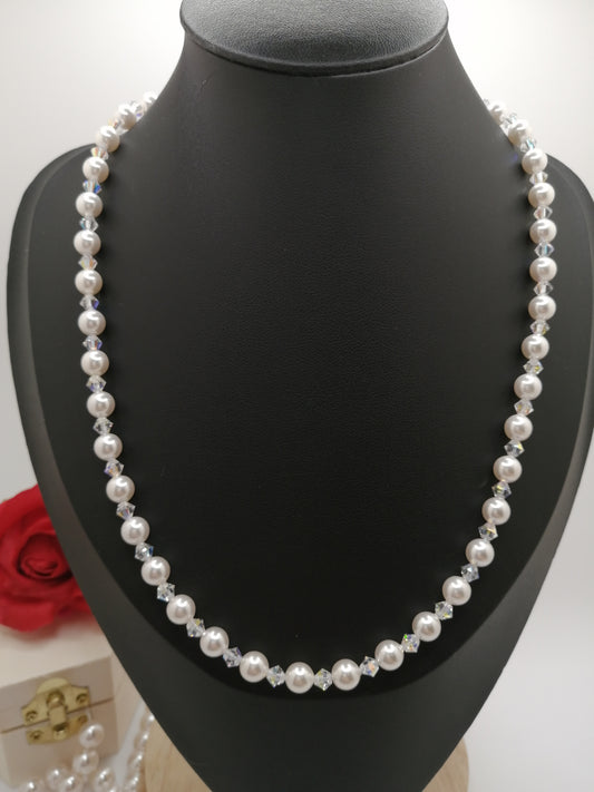 Collier de perles et cristaux Swarovski 6mm & 4mm